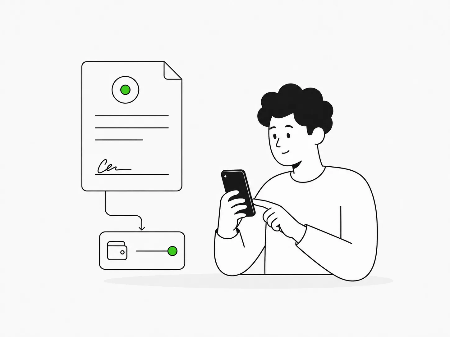 A customer receives a lender decision, signs the offer online and may receive money in their account